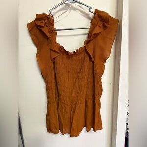 Nanette Lepore Ruffled Blouse - Burnt Orange